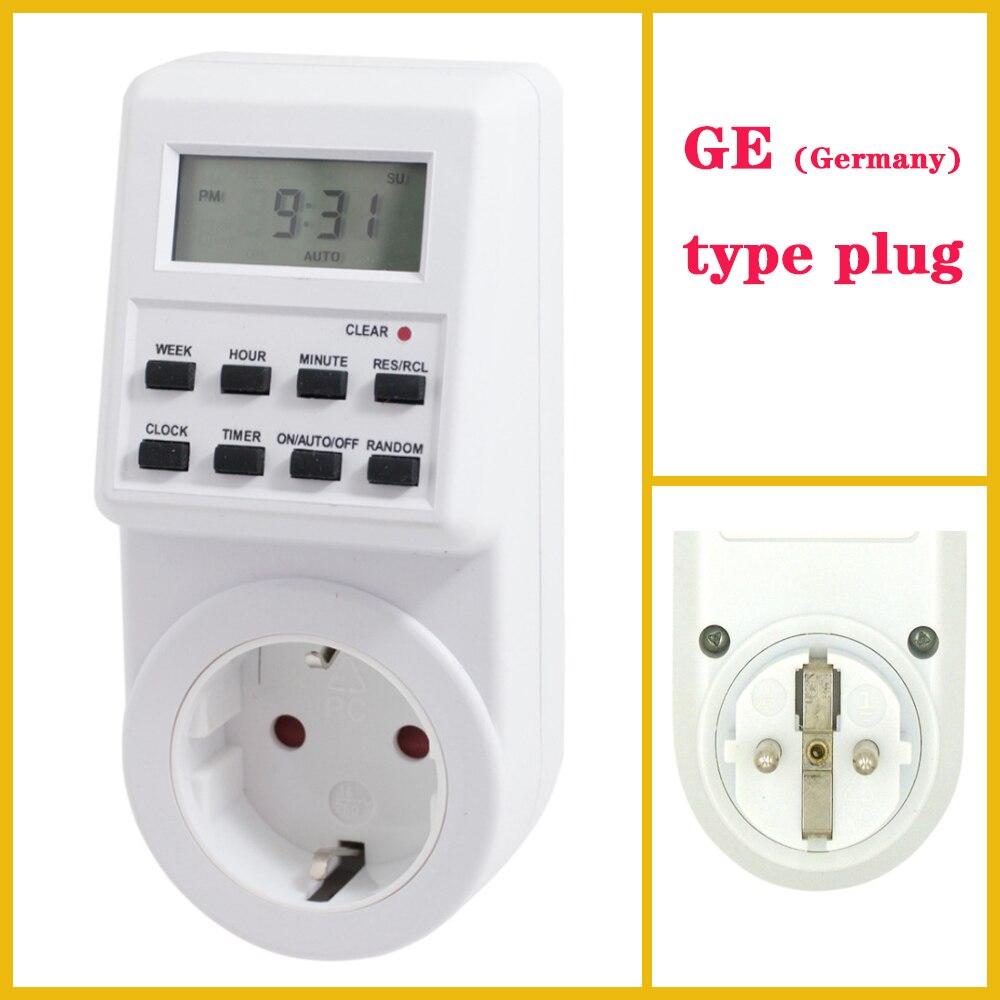 EU UK US FR BR Plug Digital Weekly Programmable Electrical Wall Plug-in Power Socket Timer Switch Outlet Time Clock 220V 110V AC