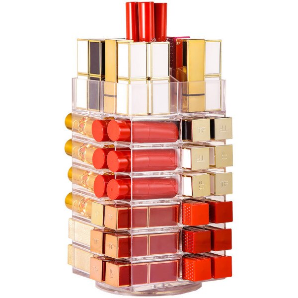 Tour de rangement pour rouge à lèvres en acrylique, 53 grilles, présentoir rotatif à 360 degrés pour maquillage, brillant à lèvres, organisateur de vernis à ongles, vitrine de cosmétiques: Default Title