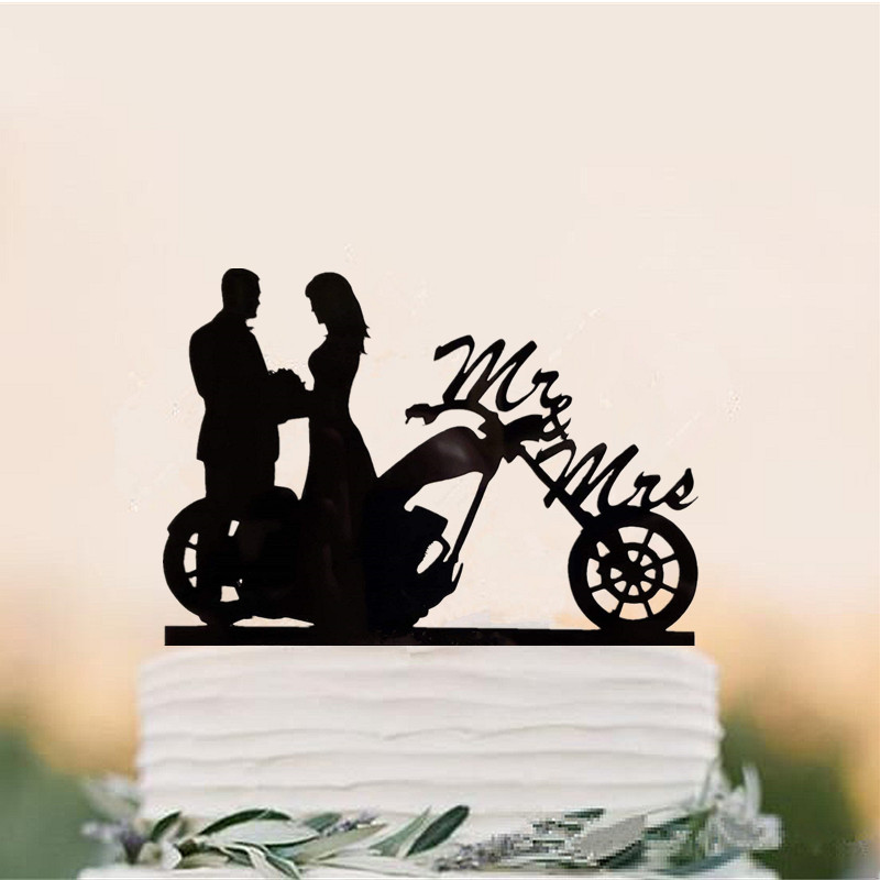 gemischt Lustige Stil Motorrad Paar Hochzeit Kuchen Deckel Acryl Braut Und Bräutigam Kuchen Deckel Herr & Frau Fahrrad Kuchen Deckel: Stil 14