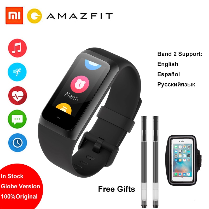 Amazfit band cor 2 smartwatch 5 atm waterdicht 2.5d kleuren roestvrijstalen frame voor android ios huami smartwatch armband