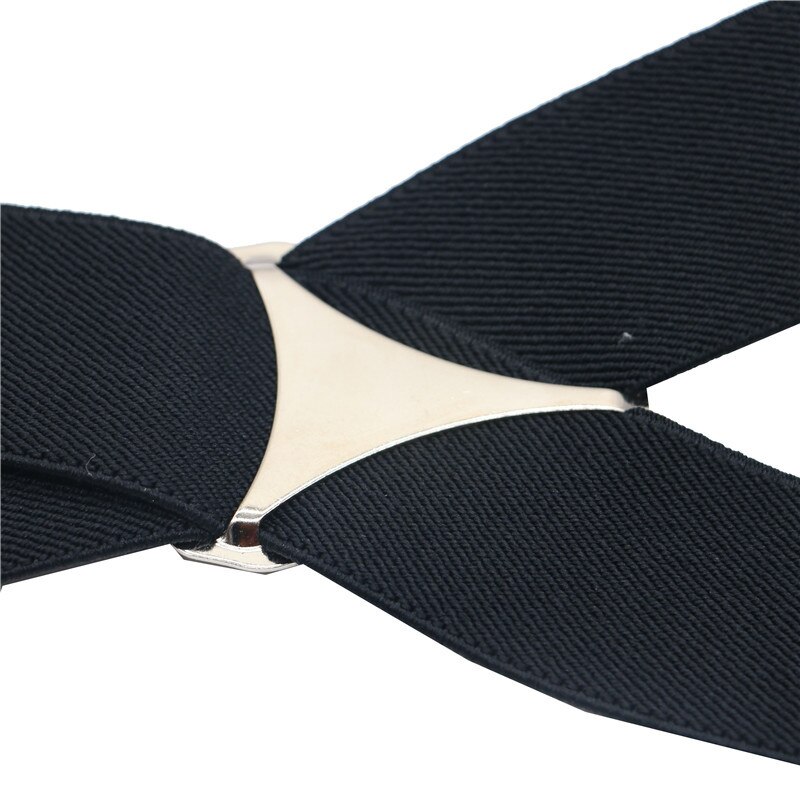 3.5 bredde menn bukseseler solid svart dobbel elastikk 4 klips justerbar toveis metall kryss x rygg dame bukser seler