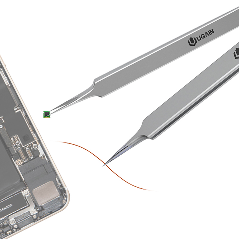 Metal anti-static straight tip tweezers sharp point Lengthen precision welding electronic ESD tweezers for soldering smd tools