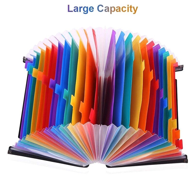 13/24 Pockets Expanding File Folder Works Accordion Office A4 Document Organizer DQ