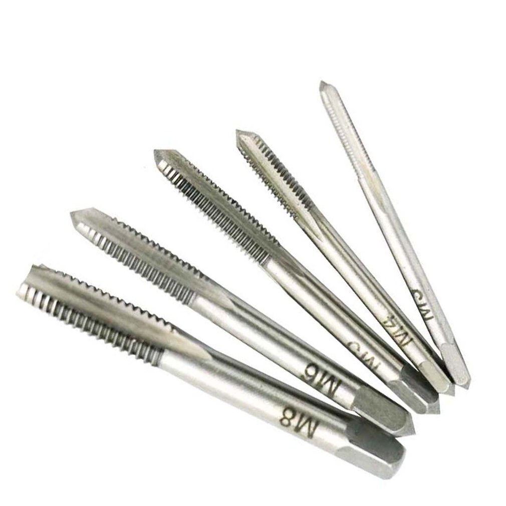 Tapping Screw Thread Metric Plug Taps 5pc Ball Bearing Steel Machine Hand Tap M3-M8 Set Hand Grinding Carving Tool: Default Title