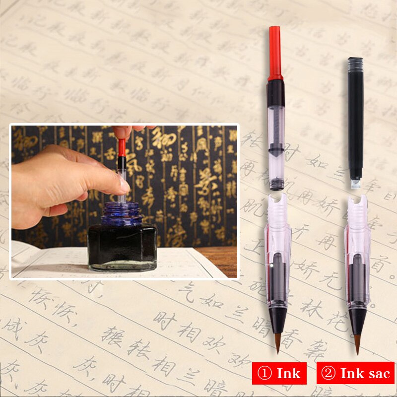 Pluma con pincel suave para agua de estilo fuente, bolígrafo de acuarela de tinta recargable de Metal para pintar dibujo y caligrafía, suministros de arte para niños,