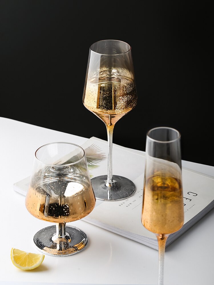 Color Starry Sky Pink Goblet Crystal Champagne Glass Wedding Wine Glass Party Nordic Home Cocktail Glass