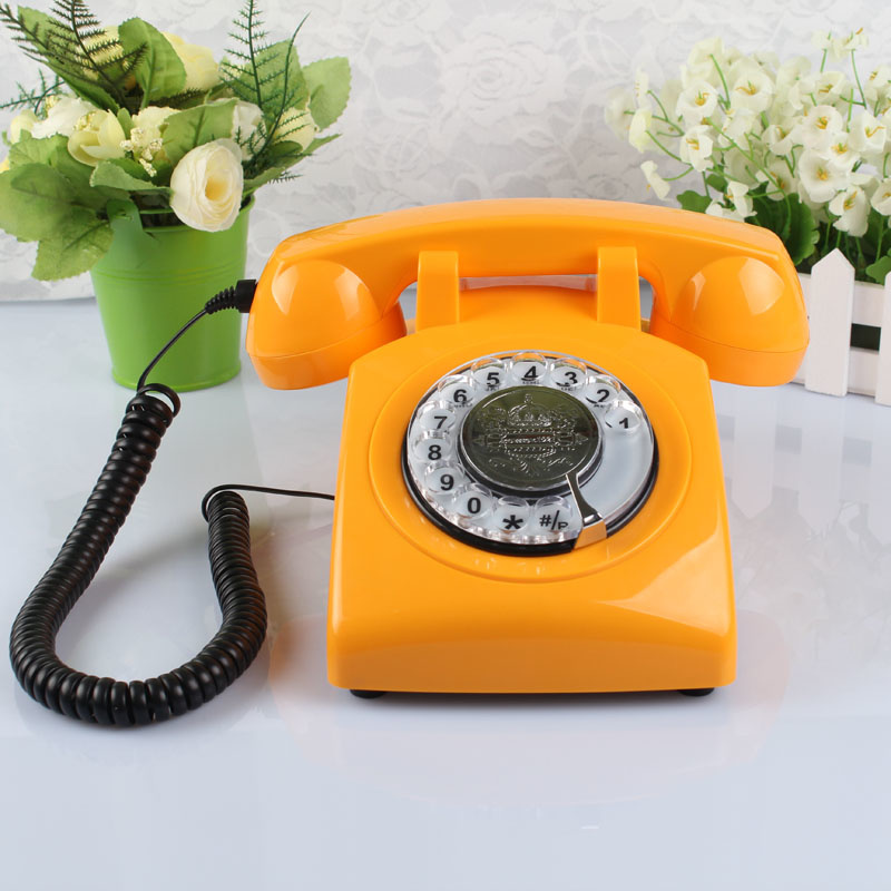 Teléfonos rosas, teléfono con cable, Dial giratorio clásico, teléfonos de oficina en casa, teléfono antiguo Vintage de 1930: Orange Telephone