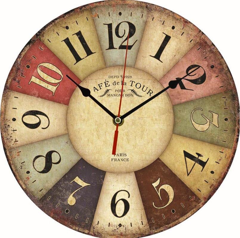 Horloge Murale Ronde En Bois 22 Cm - Vintage Silencieuse Sans Tic-Tac, Style Rustique Classique