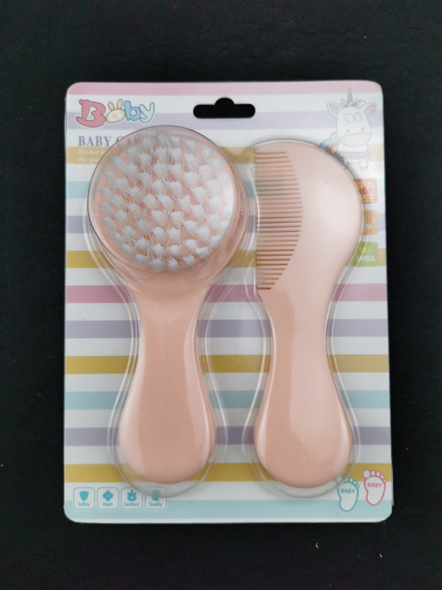 Natuurlijke Zachte Baby Borstel Houten Handvat Borstel Haar Kam Zuigeling Kam Head Massager Haarborstel Baby Care: Pink