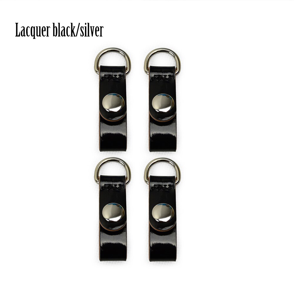 TANQU colorful 2 Pair 4 piece Clip Closure Attachment for Obag Faux Leather Strap Hook Clip for Opocket O bag: lacquer black silver