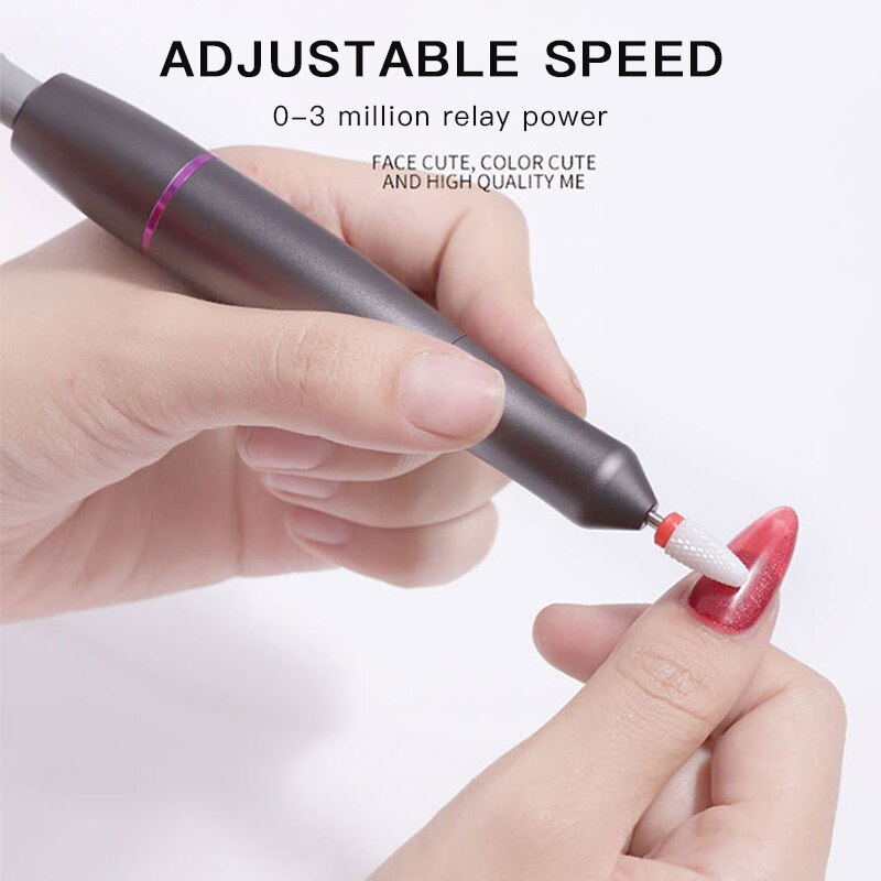 30000 RPM Rechargeable Portable Electric Nail Manicure Machine Pedicure Nail Polisher Remove Nail Drill Bits Set Tools TSLM2