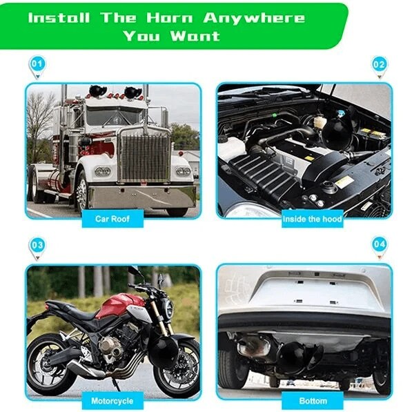 Universal Loud Car Air Horn 12V Trumpet Super Train Horn for Trucks Vehicle Horn Dual-tone Electric Snail Air Horn Whistle