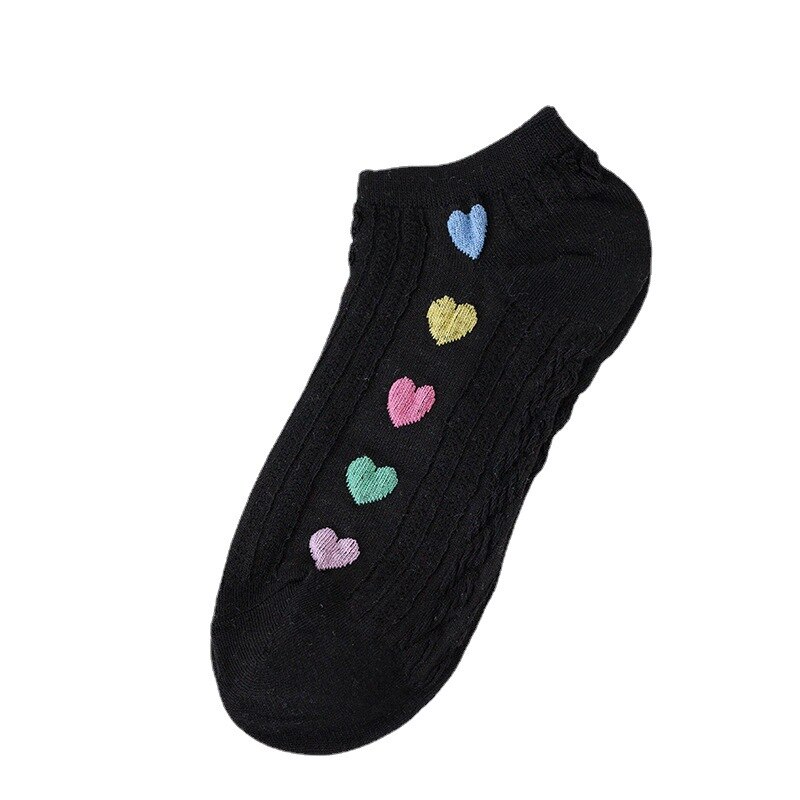 1 par de novas meias de coração bonito feminino curto kawaii listrado estudante meias cor sólida vermelho coração meias esportivas socks socks socks socks