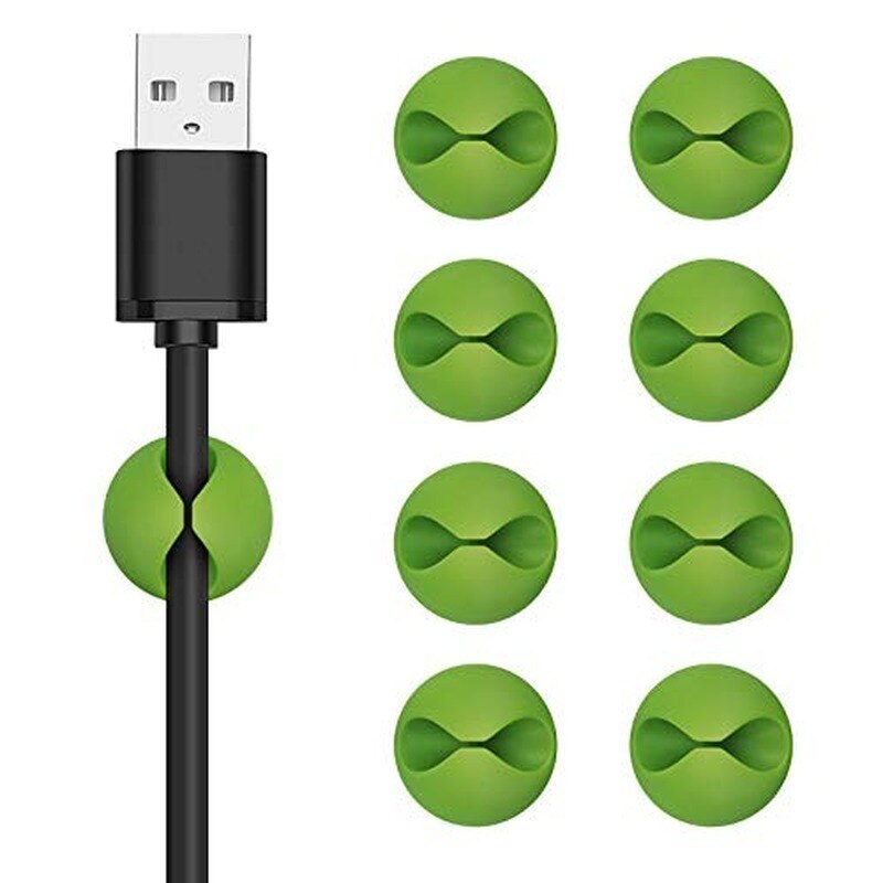 8 pçs cabo organizador clipes de gestão de cabo auto adesivo suporte de fio sistema clipes multiuso para computador de carregamento elétrico: 8 pcs Green