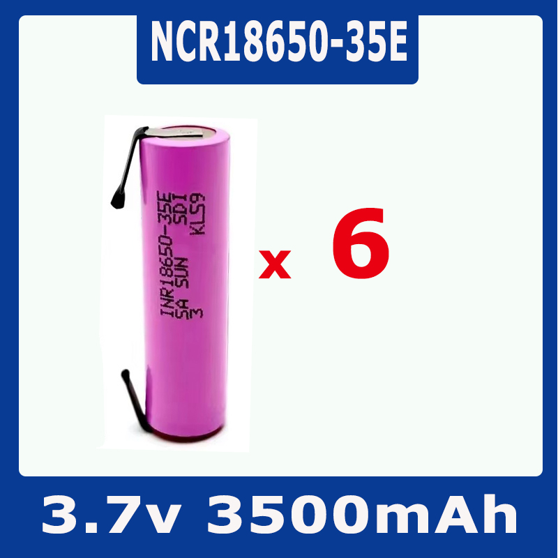 18650 35E 3500mAh 20Adischarge 3.7V INR18650-35E 18650 li-ion 3.7V batterij oplaadbare batterij + DIY nicke: Goud
