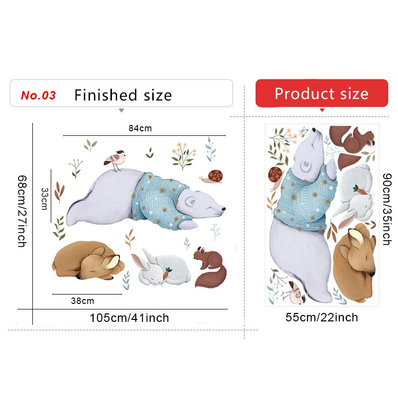 Cute Unicorn Rabbit Wall Stickers Kids room Nursery Wall Decor Sticker Pretty Girls Flying Elephant Cartoon Decals Home Decor: No.03