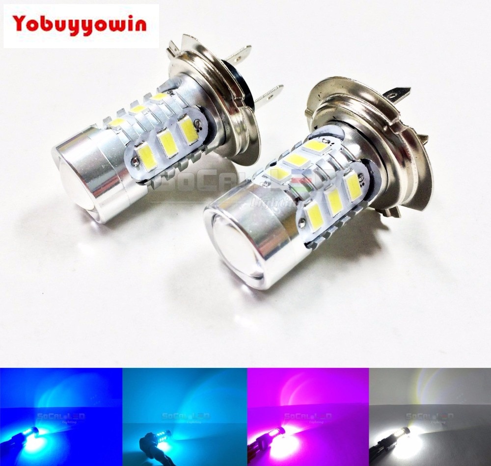 2 stk rosa/blå/isblå  h7 15w høyeffekts lyse bil led pærer 5730 15 smd tåkelys/fjernlys drl 12v