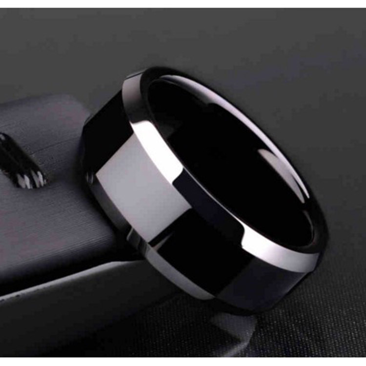 15 anillos negros de acero inoxidable para hombres y mujeres, joyería de: 6 / Blanco