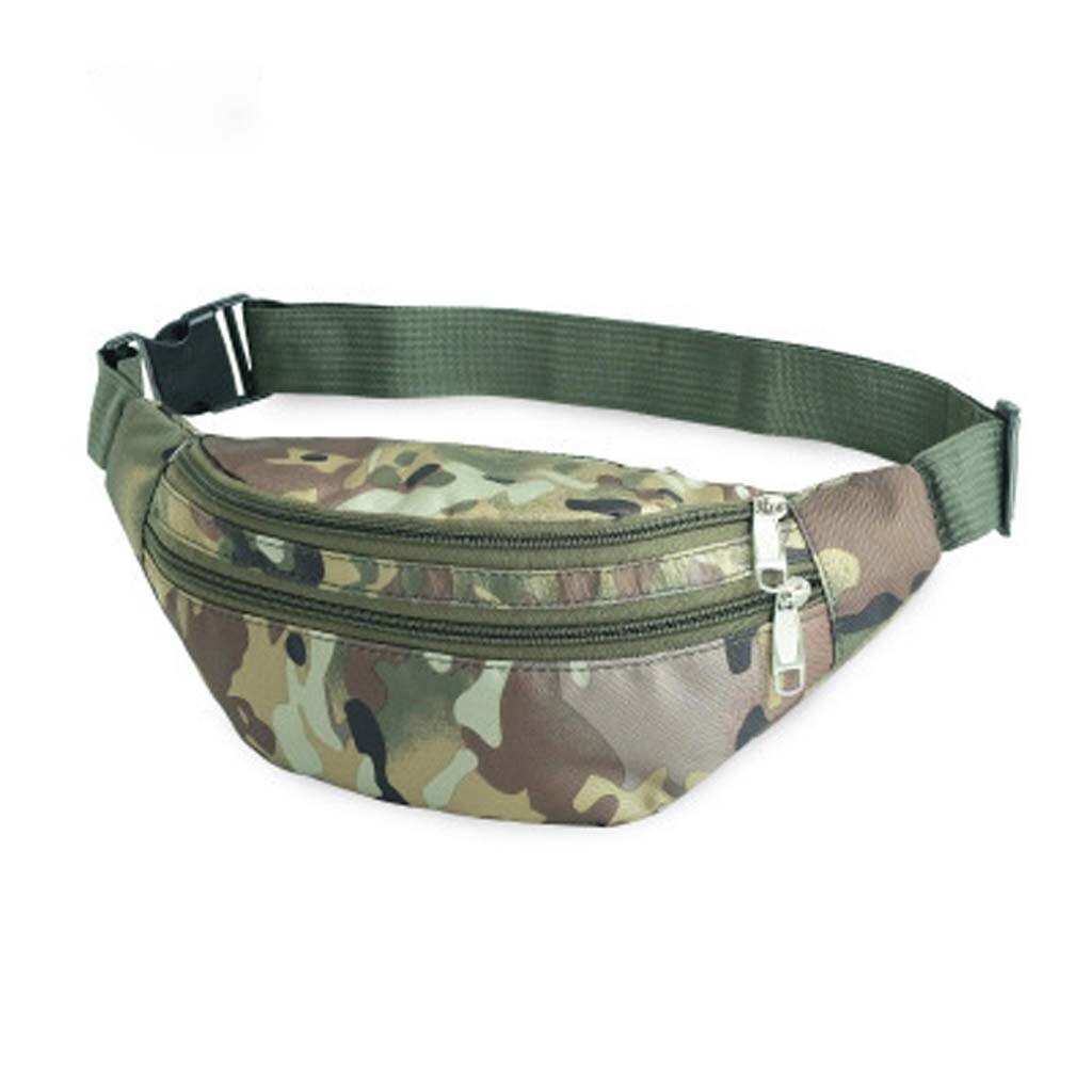 #25 skuldertaske unisex messenger taske camouflage sports skulder diagonal cross taske brystlommer talje taske taske: Militærgrøn