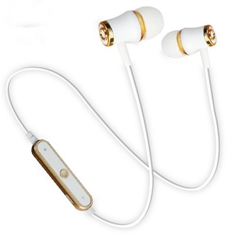 Teamyo Bluetooth Earphones Wireless Fitness Headphones with MIC Stereo Headset Music Earbuds fones de ouvido for iPhone Android: White gold
