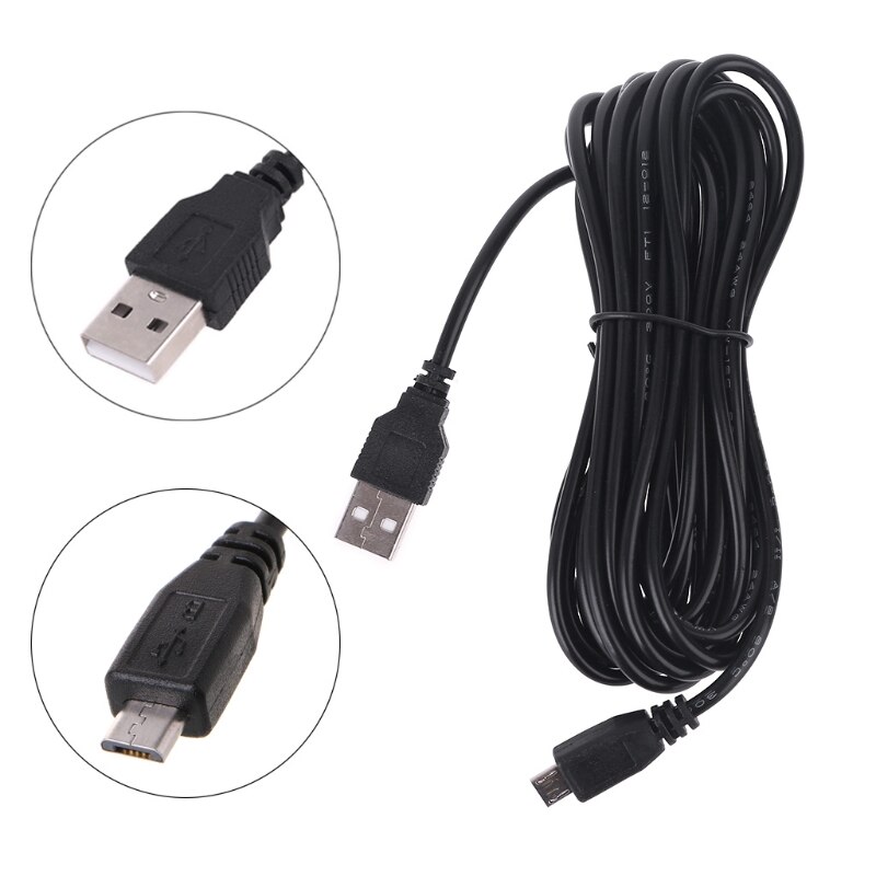 1 pc 3.5m bil kamera dvr strømkabel oplader adapter til dash cam udgang 5v/2a mini micro usb: Frk