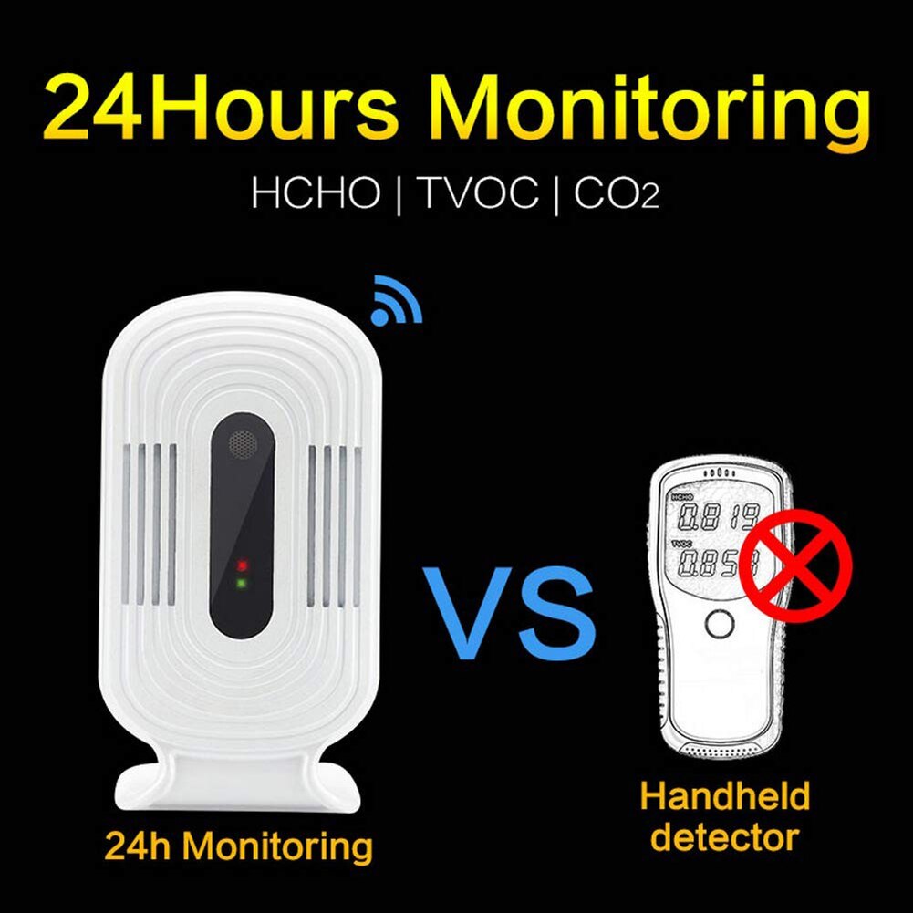HCHO TVOC CO2 Meter Air Tester WiFi Home Temperature Humidity Portable Intelligent Sensor Temperature