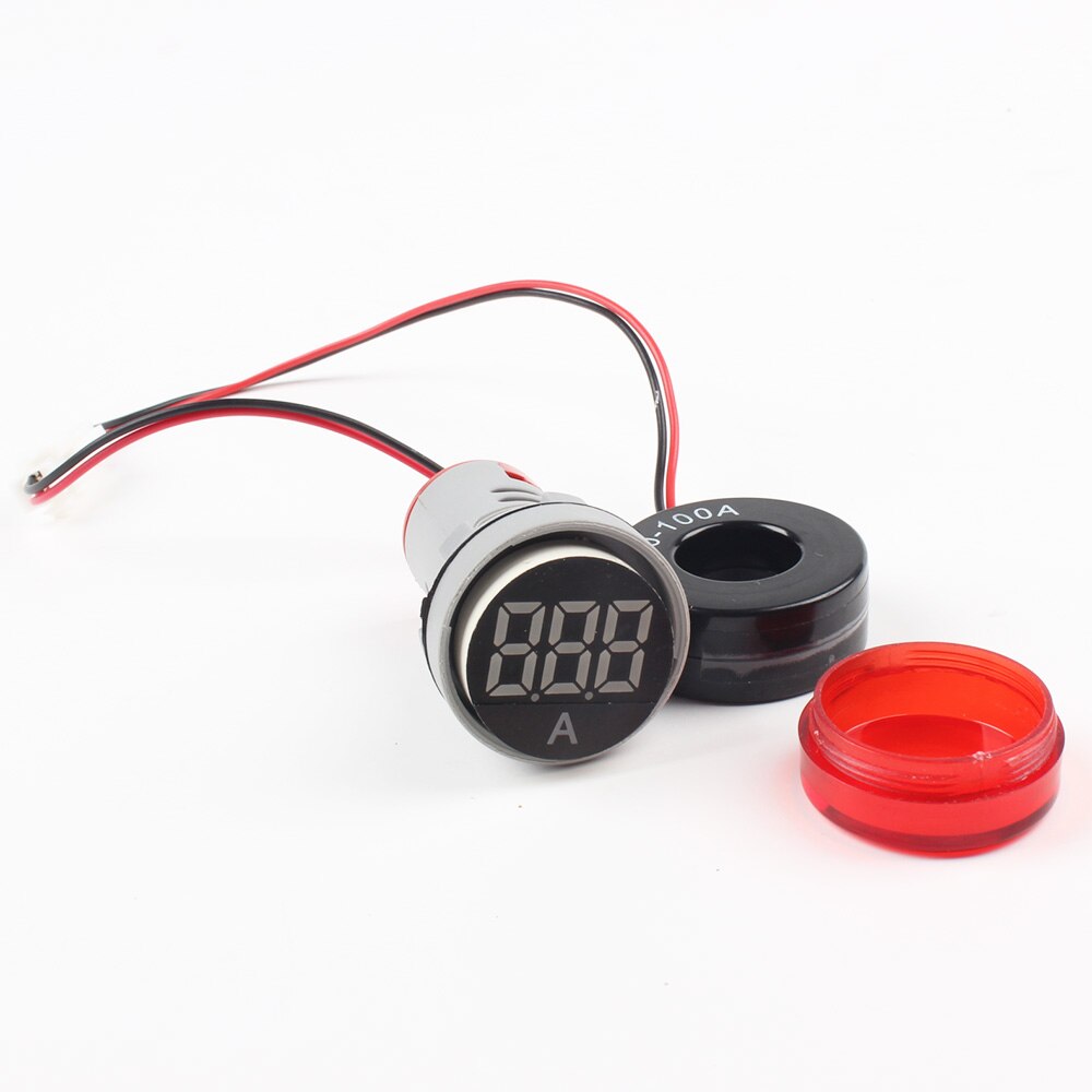 22mm 0-100A LED Ammeter meter indicator pilot light Red Yellow Green white Blue digital ammeter Current transformer