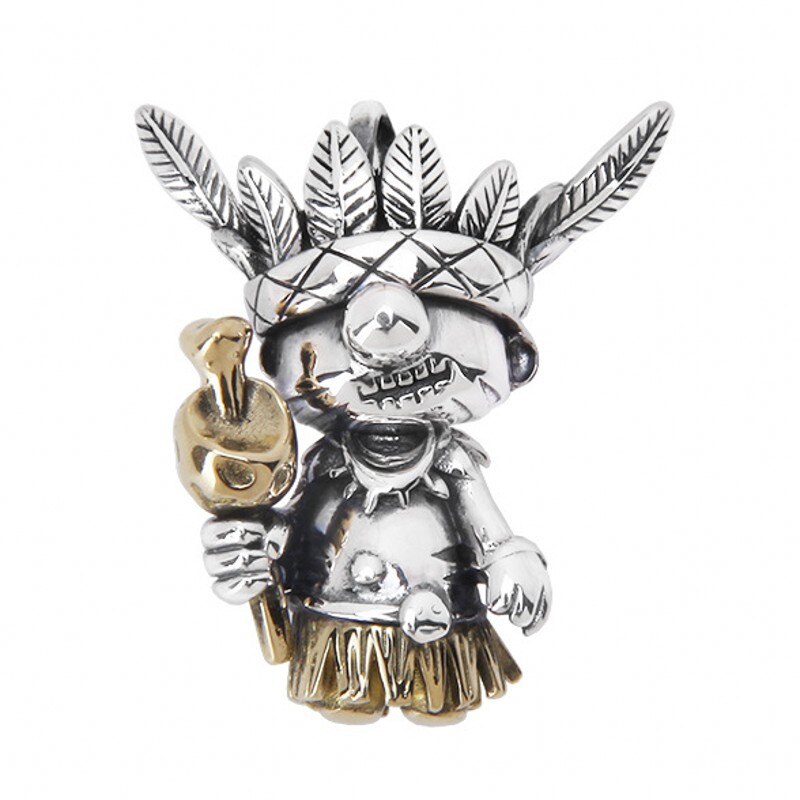 Bocai pure  s925 silber schmuck federpuppenanhänger retro persönlichkeit herren und damen anhänger #39