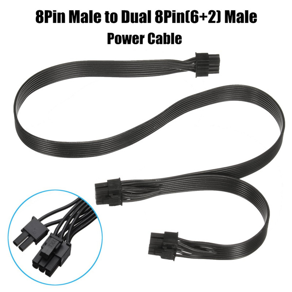 60Cm 18awg 8 Pins Mannelijk Naar Dubbel 8pin (6 + 2) Mannelijke Pci-e Video Grafische Kaart Voedingskabel Gpu Voeding Verlengkabel Snoer