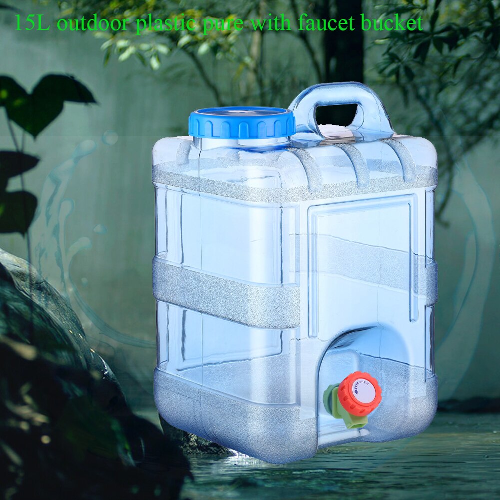 15L di Acqua di Campeggio di Stoccaggio Secchio Potabile all'aperto Riutilizzabile auto di Guida con Coperchio Portatile cibo grado Contenitore di Casa con Rubinetto