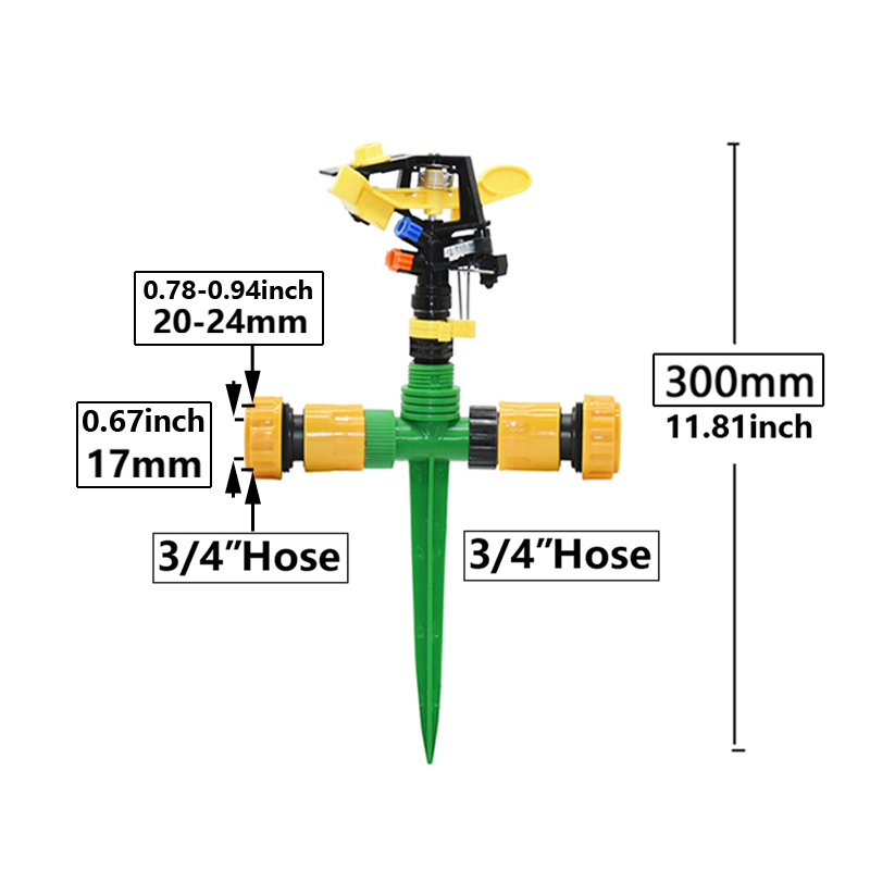 360 Degree Rotating Jet Sprinklers Double Outlet Rocker Nozzles1/2" Male Thread For Garden Farm Lawn Irrigation: light green