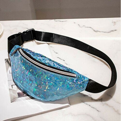 Pailletten Glitter Taille Fanny-Pack Gürtel Bum Tasche Beutel Hüfte Geldbörse Messenger Handtasche PU Frauen Crossbody Münze Taille Pack: B