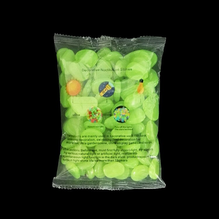 Piedras luminosas para decoración de jardín, guijarros decorativos que brillan en la oscuridad, para pecera al aire libre, piedras de guijarros, mezcla de colores para acuario, 100 Uds.: Verde