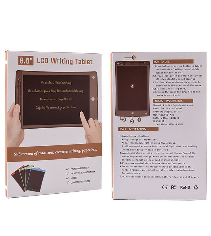 Eco-friendly LCD Graphics Tablets Size 8.5" for Kid & Adults & Students for Writing Drawing Note Making with Clean Locke