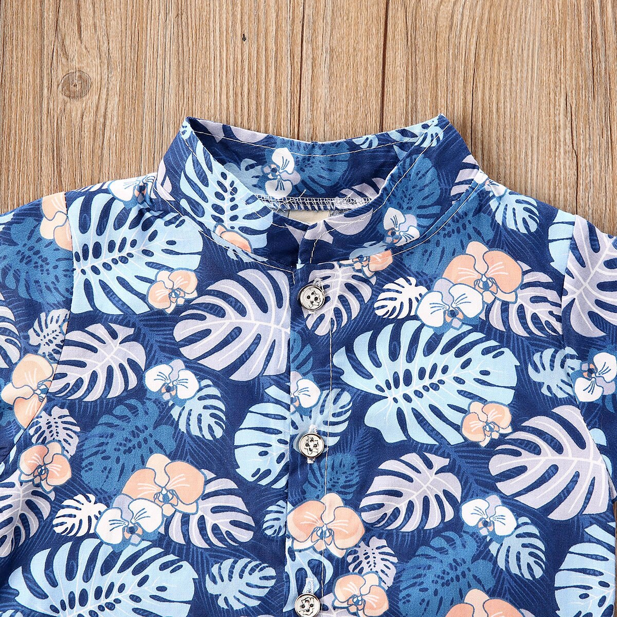 0-4Y Summer Infant Baby Boys Clothes Sets Floral Print Short Sleeve Single Breasted Shirts Tops+Shorts
