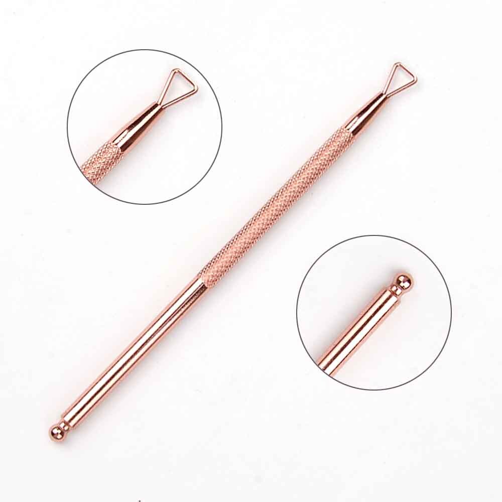 Nail Gel Polish Remover Culticle Pusher Cleaner Nail UV Gel Lak Remover Dead Skin Removing Stainless Steel Manicure Nail Art: Rose gold Single-end