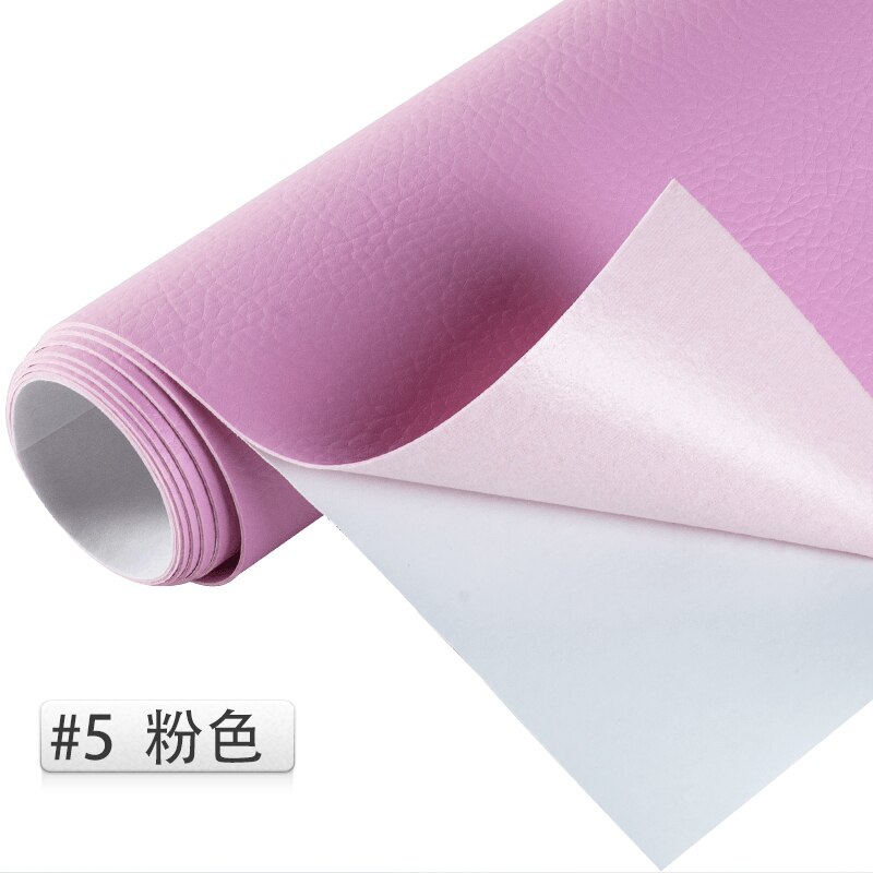 50*138cm Reliëf Lijm Lederen litchi PU Leer Stof Terug Lijm Kunstmatige Synthetisch Leer Stoffen DIY Bag Bank materiaal Effen gekleurd kunstleer kunstleer stof naaien DIY tas schoenen materiaal: 5 Pink