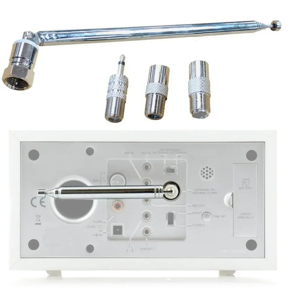 Telescopic DAB FM Radio Antina Adapter HiFi AV Receiver Mini System Aerial Antenna Length 750mm 7 Sections Universal