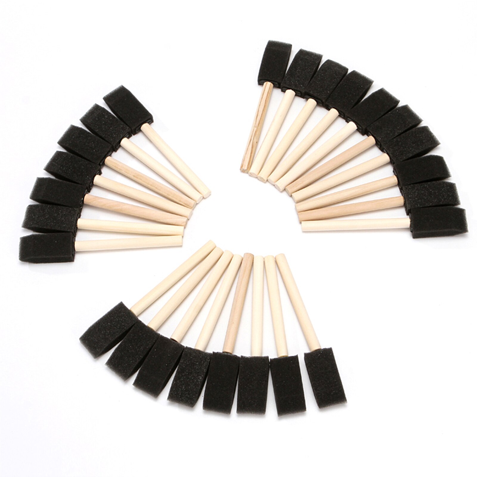 25 Stuks 1-Inch Foam Brush Set Spons Verf Borstels Houten Handvat Lichtgewicht Voor Tekening Schilderen Kleuring Art En ambachten