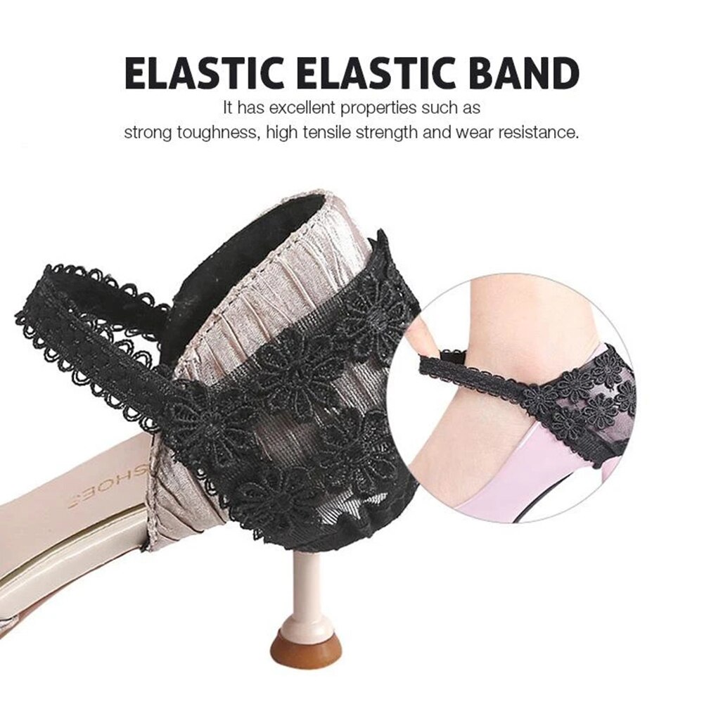 1 paio di scarpe col tacco contralto anti-gocce tacco cinghie comode antiscivolo pizzo tacco cinghie per l'alta tacchi-B5