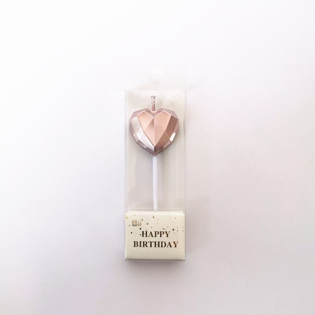 Verjaardagstaart Kaars Diamant Hart Stervorm Creatieve 3D Mooie Cupcake Kaars Kinderen Party Decoratie: A3