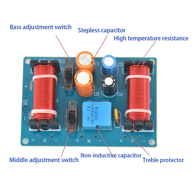 2 stück 150w 3 wege-audio-lautsprecher-frequenzweiche hoch-mittel-bass-regallautsprecher auto-lautsprecher-filter-frequenzteiler