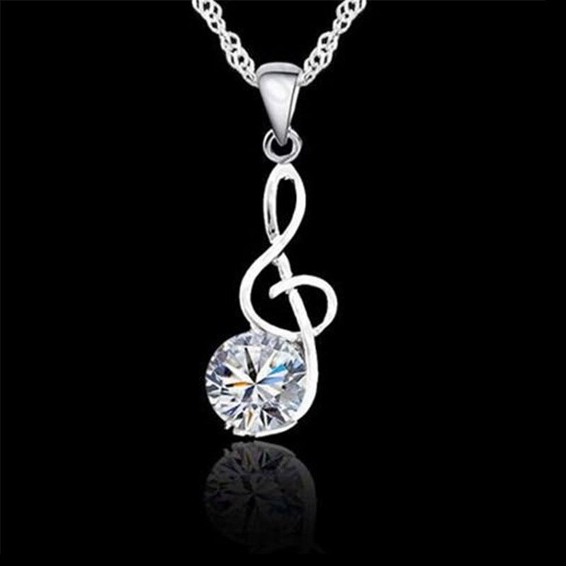 Note musicali Parure di Gioielli 925 Sterling Silver Cubic Zirconia Simboli Collane Con Pendente Del Cerchio Orecchini Set Per Le Donne