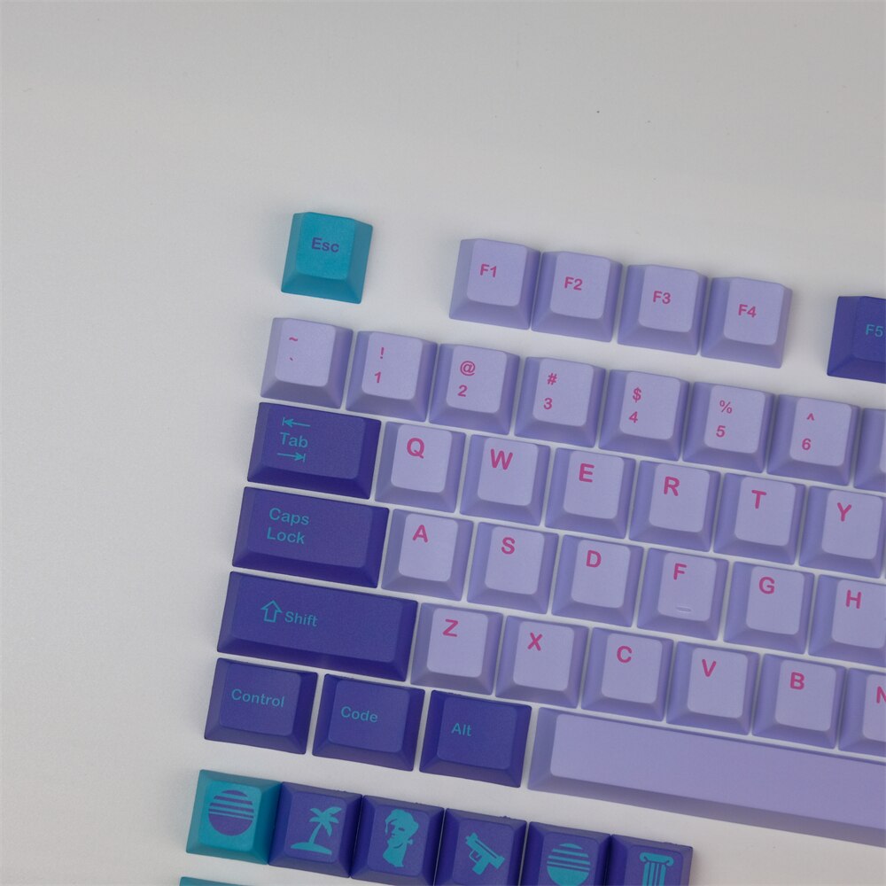 GMK Vaporwave Keycaps PBT DYE-Sublimation Mechanical Keyboards 124 Keys Cherry KeyCap For MX Switch GH60 64 68 84 87 104 Layout