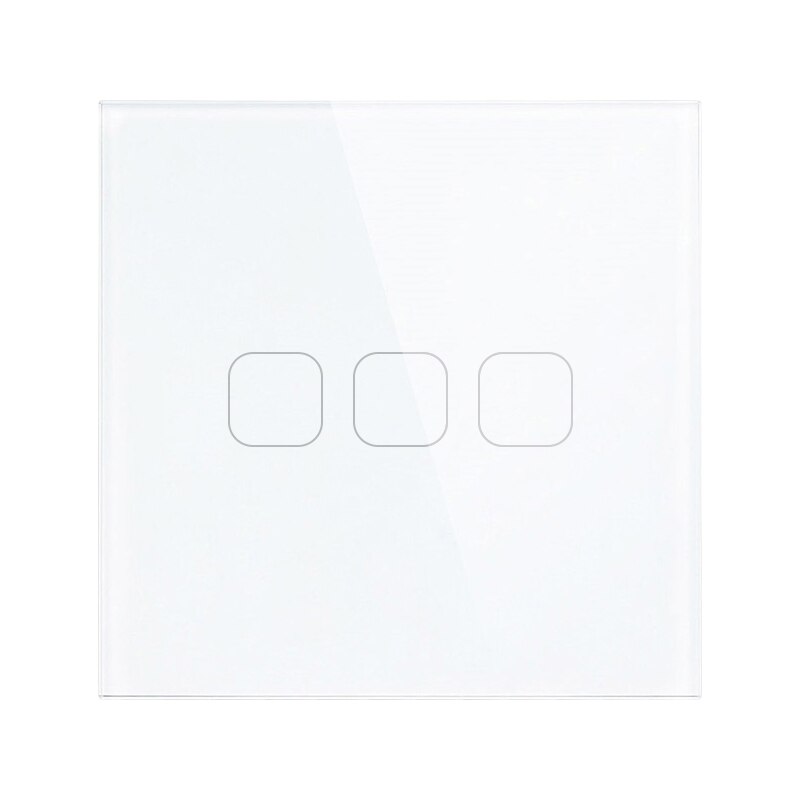 Atlectric Sensor Touch Switch Crystal Glass Panel Wall Light Switches EU Standard 1/2/3 gang 1Way Switch With LED Back Light: N1-EUTS2-3G1W-W
