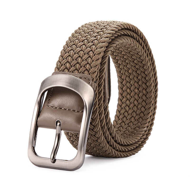 105*3.3cm unisex flettet herrebelte herrebelte uformelt jeans elastisk linning ceinture homme  a201: kaki