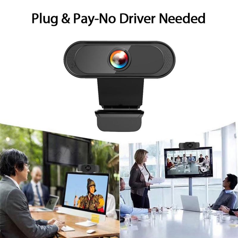 Minicámara de vídeo de ordenador Full HD 1080P Webcam con micrófono USB 2,0 para PC/escritorio/Laptop llamada negra trabajo de Conferencia