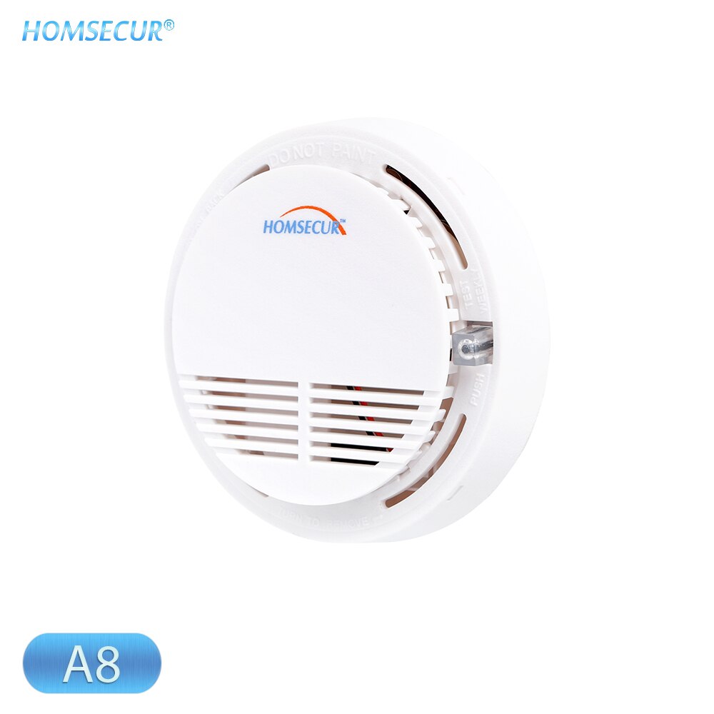 HOMSECUR DIY Wireless&wired 4G/GSM LCD Burglar Intruder Alarm System+IOS/Android APP for Home Security GA01-4G-B/W: Smoke Sensor