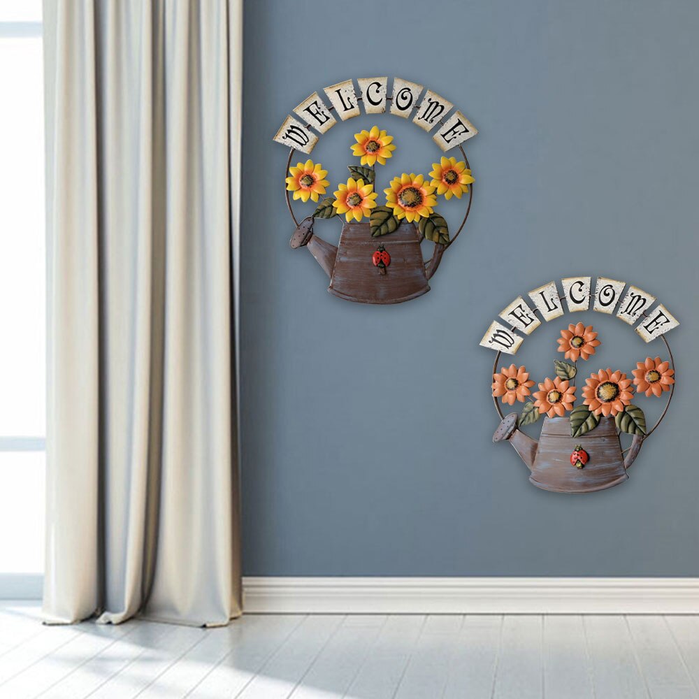 Tuin Thema Vintage Metalen Zonnebloem Welkom Teken Voor Front Deur Opknoping Welkom Muur Plaque Huis Tuin Ornament