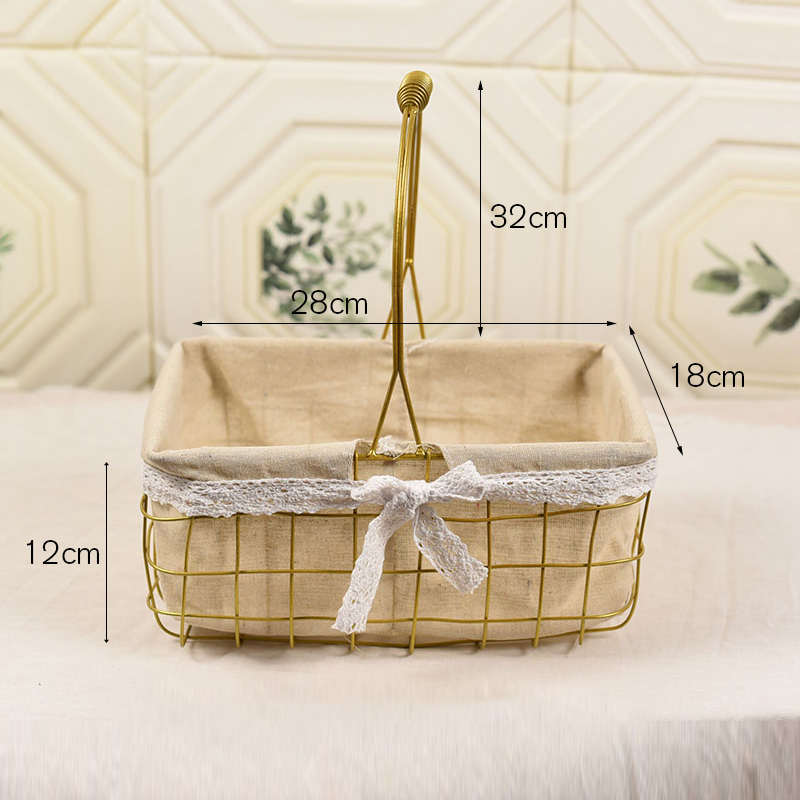 Goldene Korb Tragbare Metall Rattan Picknick Korb Hause Blume Anordnung Strauß retro Hochzeit Kranz Dekoration Lagerung Korb: 1